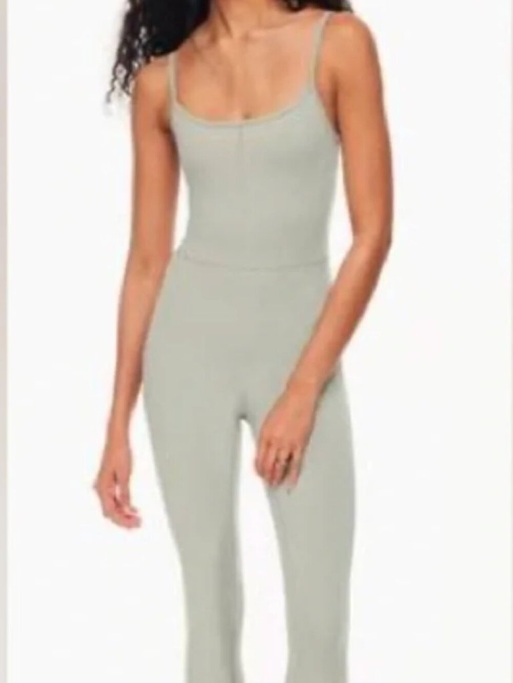Aritzia Wilfred Divinity Jumpsuit Bodysuit Leggings Cami Scoop Back Sage Green